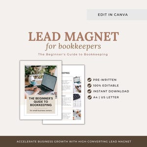 Imán de clientes potenciales para contables: Plantilla editable de Canva (descarga digital)