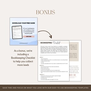 Pode incluir: Uma oferta de b&oacute;nus para um guia de lista de verifica&ccedil;&atilde;o de contabilidade. A imagem mostra um gr&aacute;fico rosa e branco com o texto "Baixe o seu guia gratuito" e uma lista de verifica&ccedil;&atilde;o com o texto "Lista de verifica&ccedil;&atilde;o de contabilidade". A lista de verifica&ccedil;&atilde;o est&aacute; dividida em tarefas semanais, mensais e anuais.