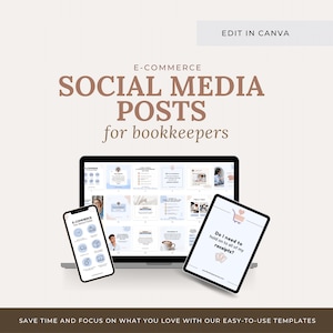 E-commerce Bookkeeper Social Media Templates: Canva Editable (Digital Download)
