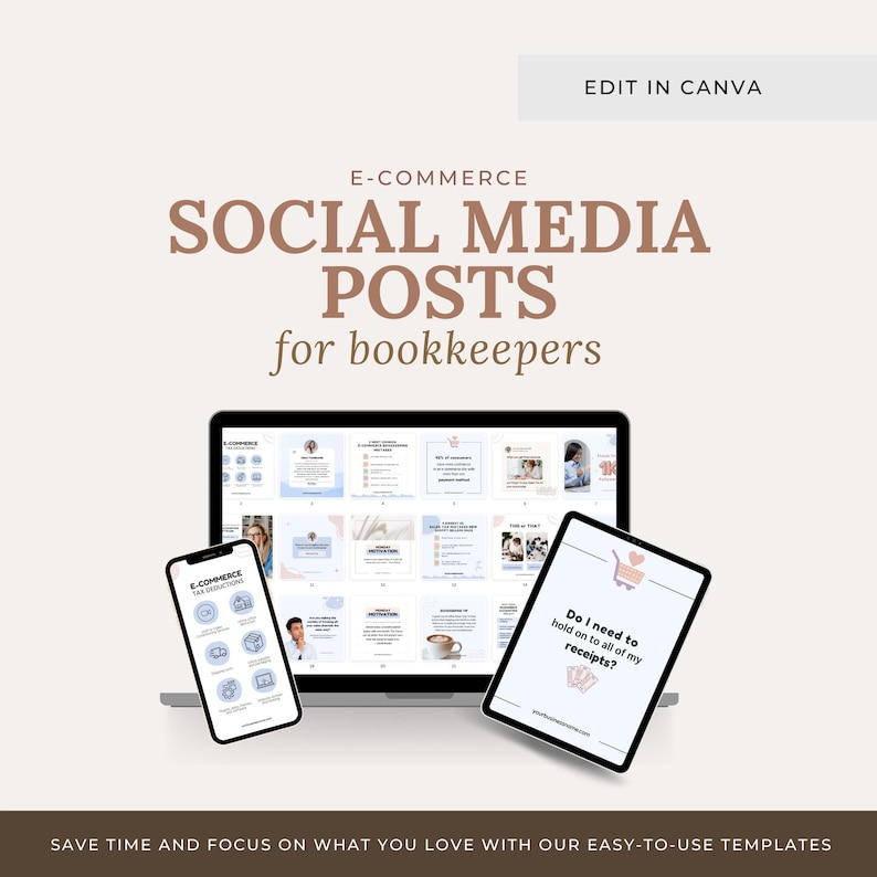 Modelos de mídia social para contadores de e-commerce: Canva editável (download digital) imagem 1