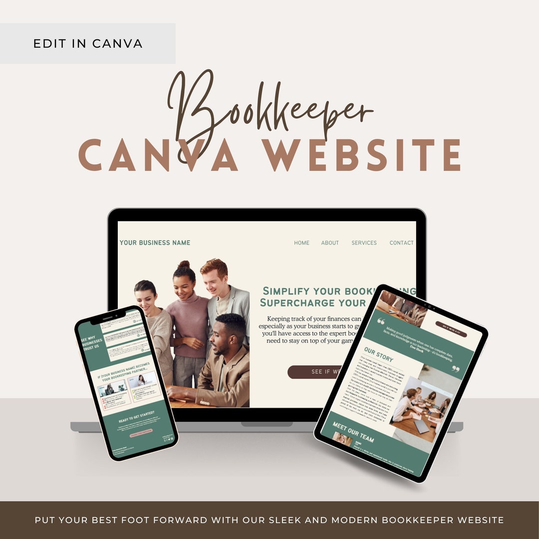 Canva Website for Bookkeepers Business Website Landing Page Etsy