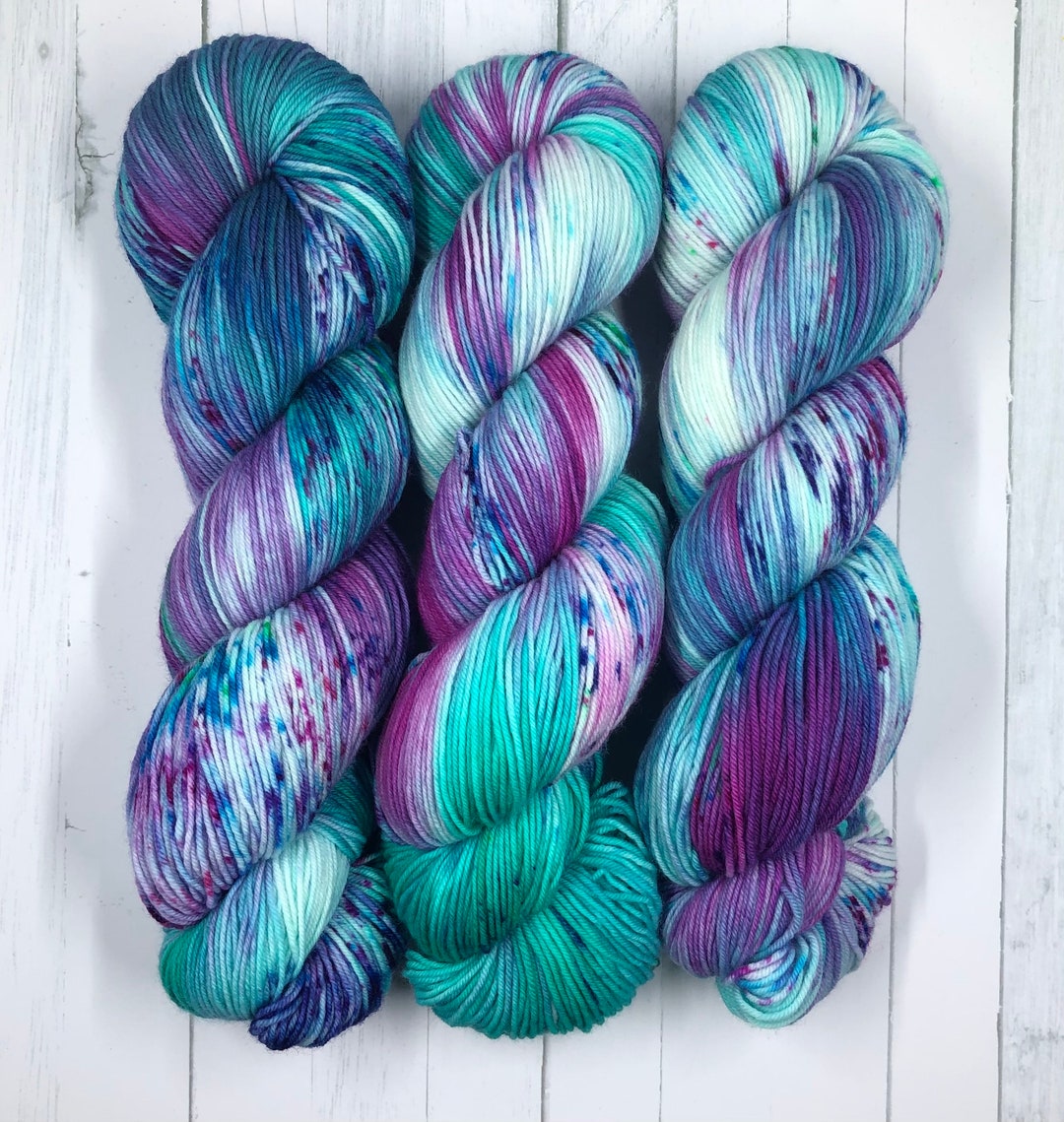 Hand Dyed Yarn Mermaid Tales 100g Fingering Sock Yarn - Etsy
