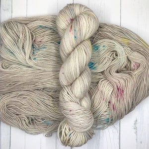 Beach Day Hand Dyed Yarn: Speckled Superwash Merino Wool - 100g