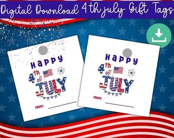 Etiquetas de regalo del 4 de julio, Etiquetas para el 4 de julio, Etiquetas de regalo del Día de la Independencia, Tarjetas de etiquetas de regalo patrióticas, Tarjetas digitales, Tarjetas de feliz 4 de julio