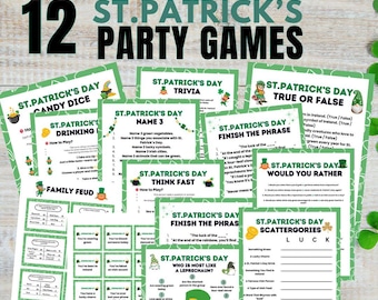 St. Patrick’s Day Game Bundle 12 Games Bundle ,St. Patrick’s Party Game,St. Patrick’s Activity,St. Patrick’s Day Printables,Instant Download