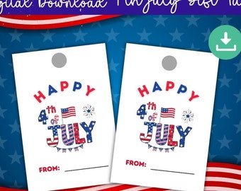 Etiquetas de regalo del 4 de julio, Etiquetas para el 4 de julio, Etiquetas de regalo del Día de la Independencia, Tarjetas de etiquetas de regalo patrióticas, Tarjetas digitales, Tarjetas de feliz 4 de julio
