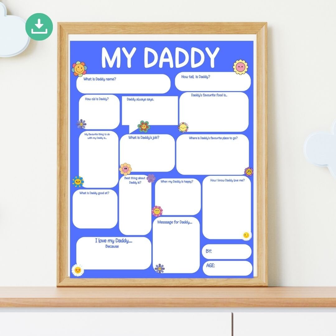 My Daddy Printable Fill in Template,gift From Kids,fathers Day Gift,all ...