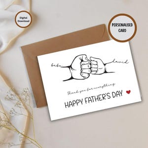 Carte personnalisée pour la fête des pères | Carte spéciale pour papa, cadeau pour grand-père, 1er souvenir de la fête des pères, carte de fête des pères, deux enfants
