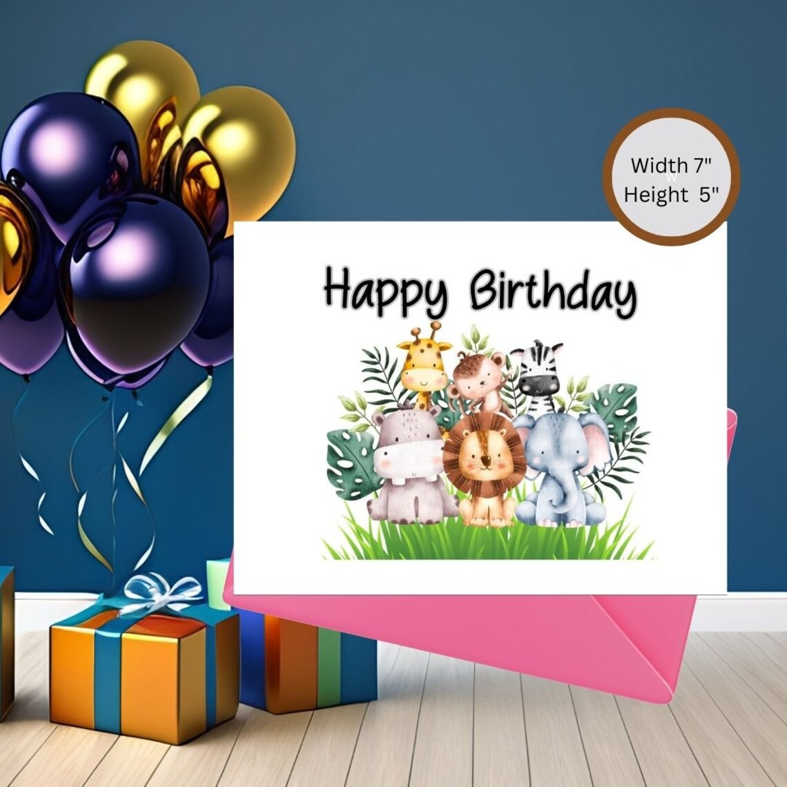 Safari Animal Happy Birthday Banner – Multi-Color Jungle Banner With Elephant, Lion, Giraffe, 4.9ft HAPPY, 5.2ft BIRTHDAY, Perfect For Wild-Themed Kids Parties - View #2