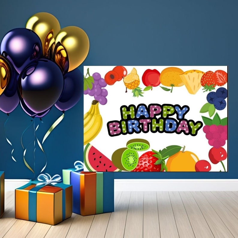 Printable Fruits Happy Birthday Card for Kidssweet Birthday - Etsy