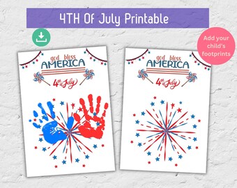 God Bless America,Easy Handprint Art,Craft For Toddlers Preschoolers, 4th of July,Independence Day Activity For Kids,Digital Download