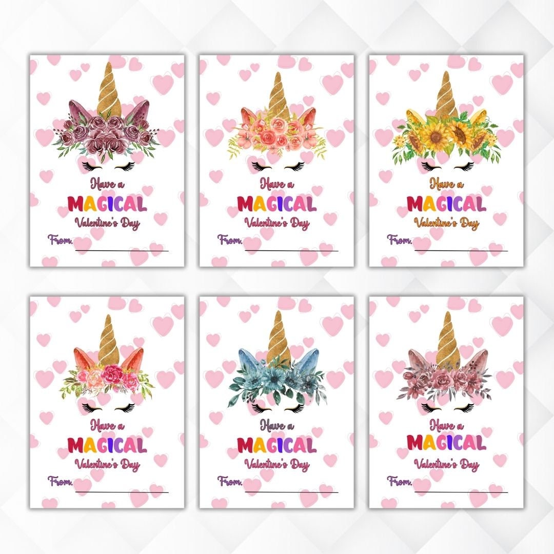 Printable Unicorn Valentine's Day Card,classroom Valentine Card for ...