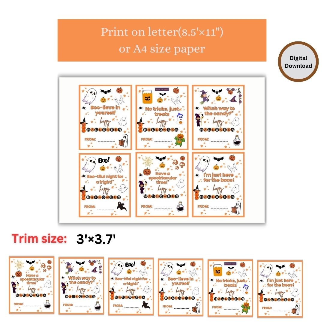 Halloween Classroom Cards for Kids, Funny Printable Cards (digital ...