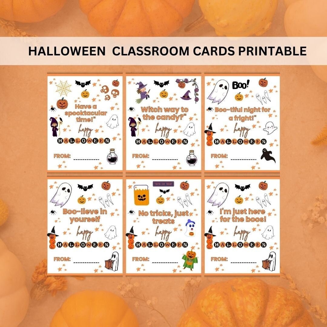 Halloween Classroom Cards for Kids, Funny Printable Cards (digital ...