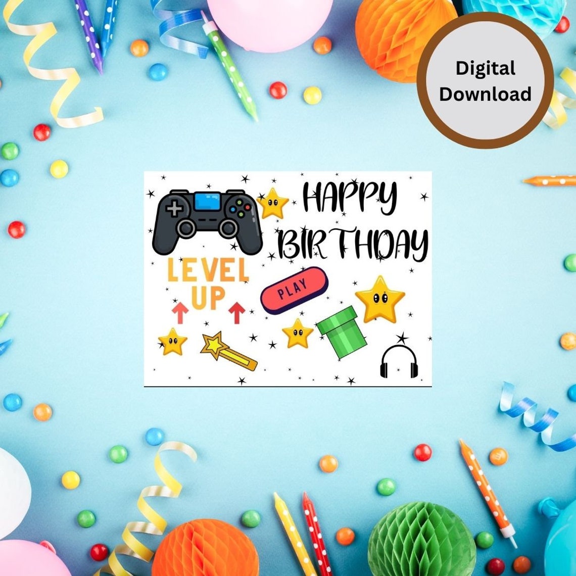 Video Game Birthday Card Printable, Birthday Card for Kids,printable ...