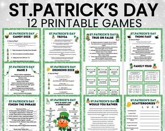 St. Patrick’s Day Game Bundle 12 Games Bundle ,St. Patrick’s Party Game,St. Patrick’s Activity,St. Patrick’s Day Printables,Instant Download