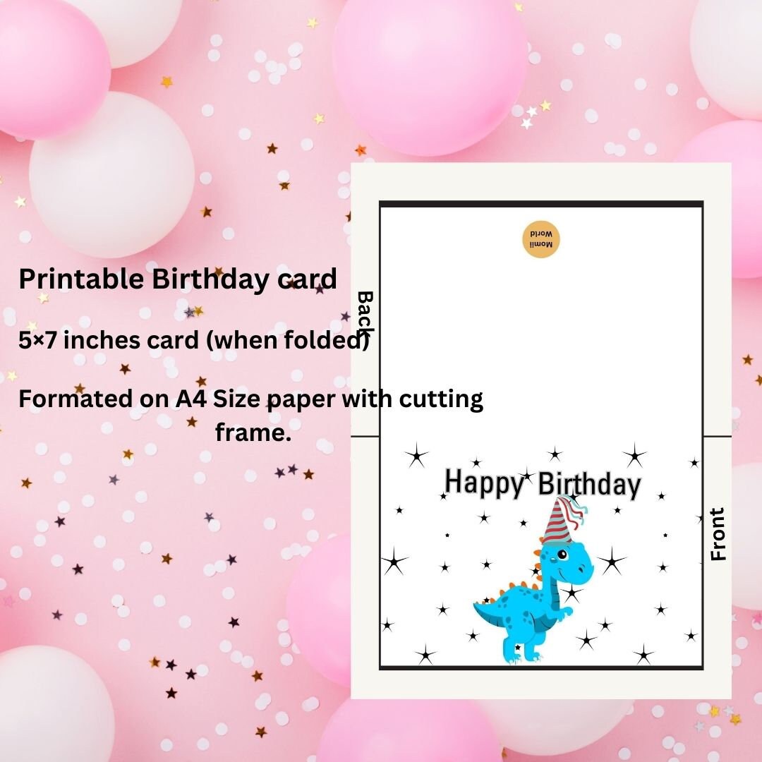 Printable Dinosaur Happy Birthday Card,happy Birthday Cards for Kids ...