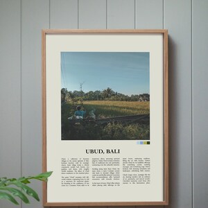 Vintage style Print of Bali, Indonesia. Bali Poster Art, Travel Poster, Original Design and write up.