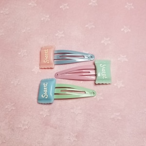 Sweet Candy Kawaii Pastel Kidcore Barrettes Hairclip set of 3 Pink Accessories Harajuku Fairykei