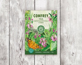 True Comfrey Herb - 10 Seeds NON-GMO open pollinated. Grow herbs at home organically. Wonderful addition for gardening & medicinal uses.