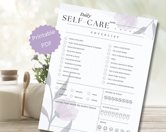 Daily Self Care | Self Care Checklist | Daily Journal | Mental Health ...