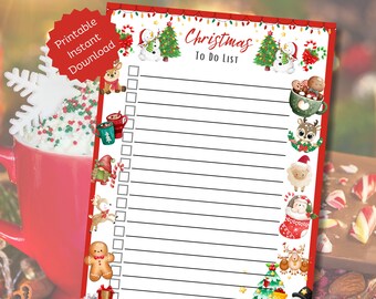 Lista delle cose da fare per Natale/Lista delle cose da fare stampabile/Agenda di Natale/Lista delle cose da fare per le vacanze/Carta per appunti stampabile/Download istantaneo
