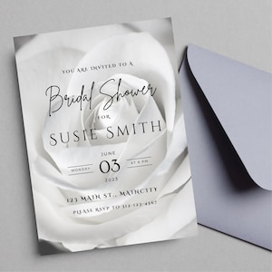 Elegant Bridal Shower Invitation, Black & White Bridal Shower, Minimalist Bridal Shower, Classic Bridal Shower - Editable Template