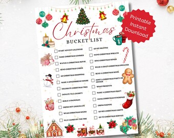 Lista dei desideri di Natale/Elenco dei desideri di Natale stampabile/Attività invernali/Elenco delle cose da fare per Natale/Download immediato stampabile