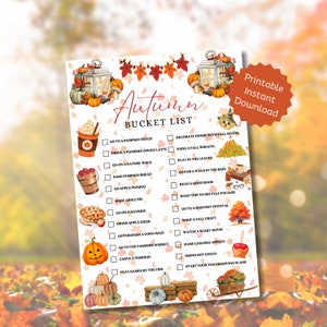Autumn Bucket List | Printable Autumn Bucket List | Fall Time Activities | Fall Time To Do List | Printable Instant Download
