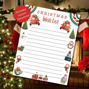 Weihnachtswunschliste für Kinder | Weihnachtswunschliste | Druckbare Wunschliste | Weihnachtsliste | Druckbare Sofort Download