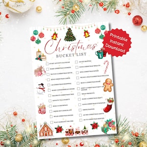 Christmas Bucket List | Printable Christmas Bucket List | Winter Activities | Christmas To Do List | Printable Instant Download