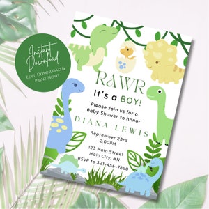 Baby Dinosaur Baby Shower Invitation | Dinosaur Baby Shower | Baby Shower for Boy | Printable Baby Shower Invite | INSTANT Digital Download