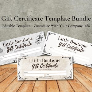 Digital and Printable Gift Certificate Template Bundle | Small Business Gift Certificate Template | Customizable Gift Certificate Templates