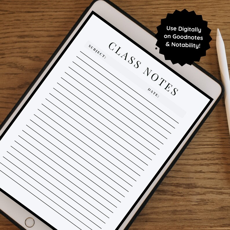 Class Notes Notepad Printable Paper | Printable Class Notes Page | Lecture Notes | Note ...