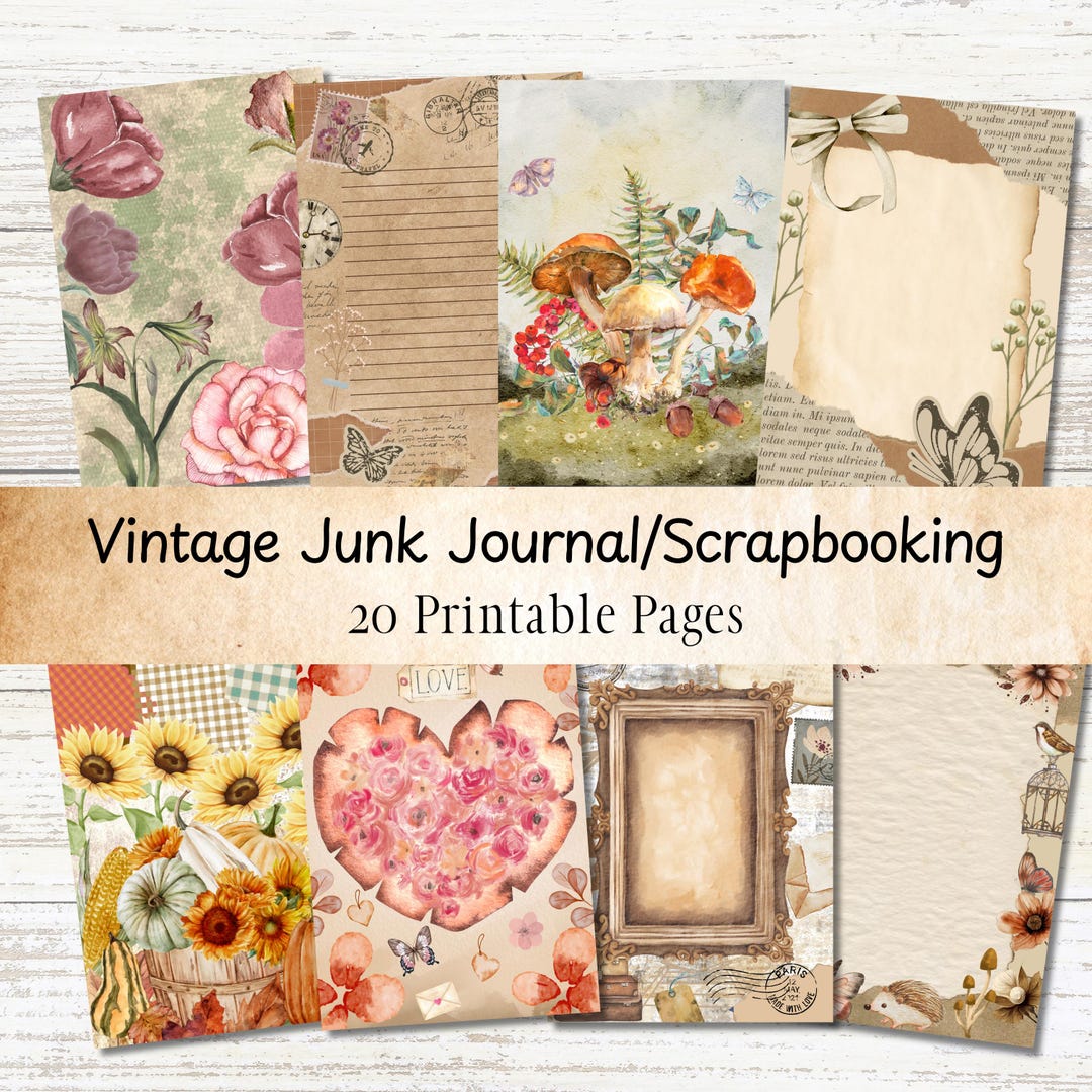 Vintage Junk Journal Printable Pages | Vintage Scrapbook | Shabby Chic ...