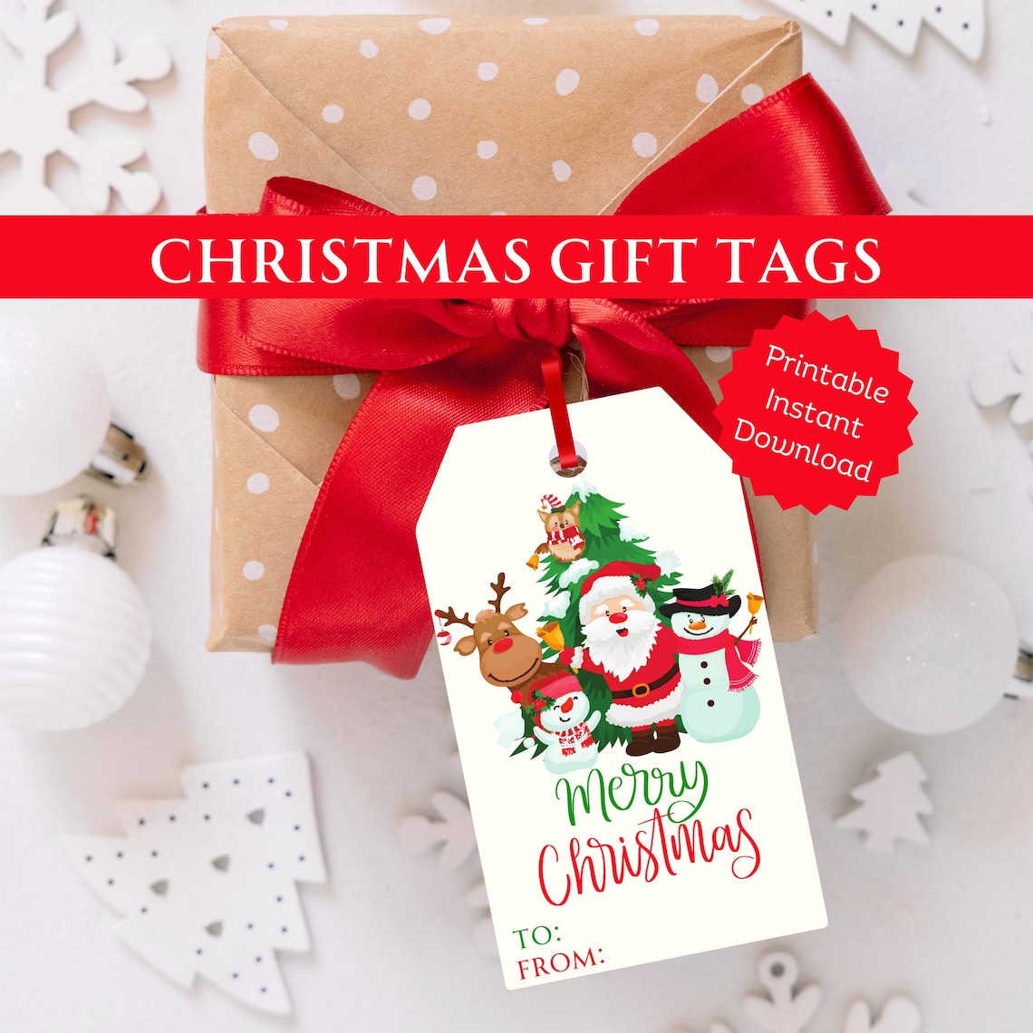 Christmas Gift Tag Printable Christmas Gift Tag Santa Claus Gift Tag ...