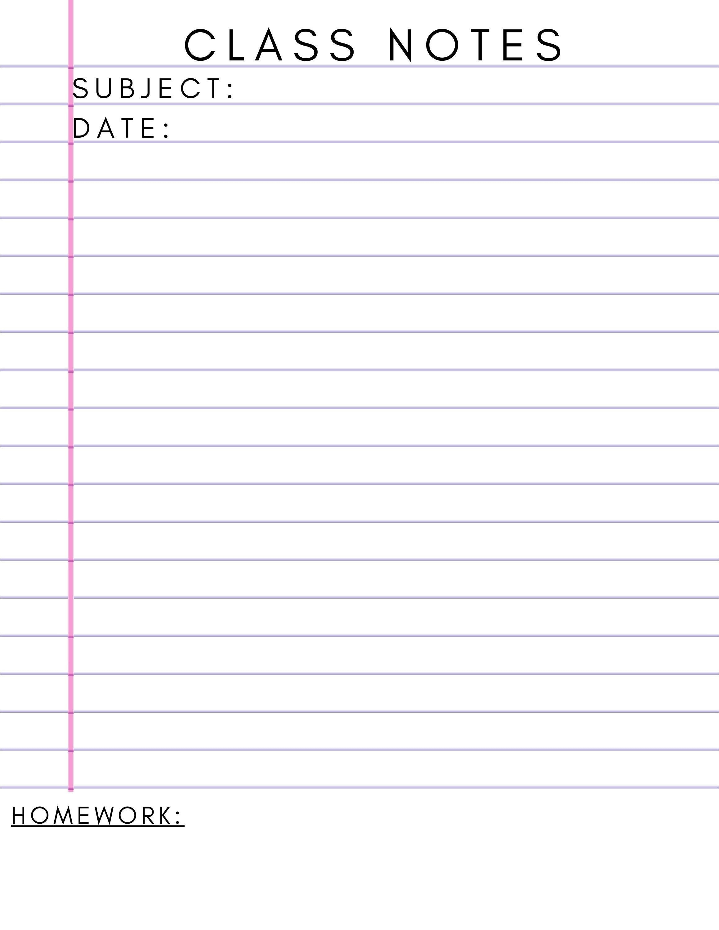 Lined Class Notes Page, Note Paper for Students, Note Paper for Class ...