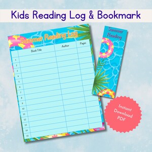 Kids Reading Challenge | Summer Reading Log for Kids | Reading Log | Bookmark | Instant Download