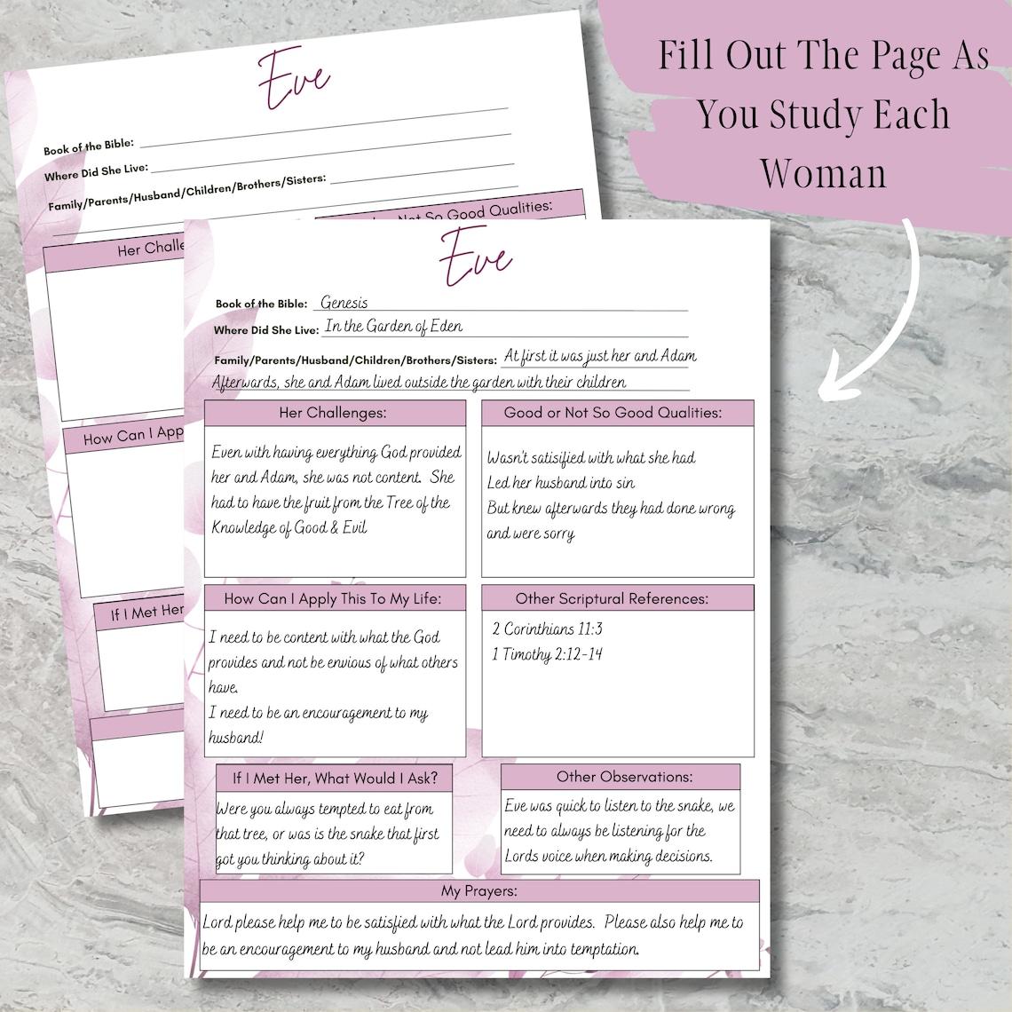 Bible Study Women of the Bible Women of Faith Research Worksheets ...
