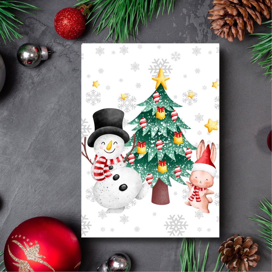 Printable Christmas Card Snowman Christmas Card Cute Printable ...
