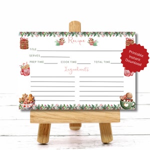 Recipe Card | Christmas Recipe Card | Holiday Recipe Card | Christmas Cookie Recipes | Printable Recipe Card | Printable Instant Download