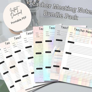 Teacher Meeting Notes | Printable Teacher Meeting Notes | Parent Teacher Meeting Notes | Teacher Data Meeting Notes | CSE Meeting Notes