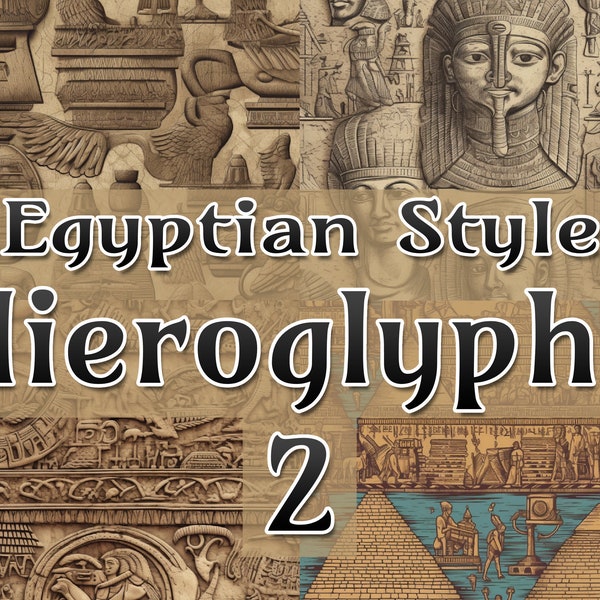 10 Seamless Digital Tiles, Egyptian-Style Hieroglyphs #2