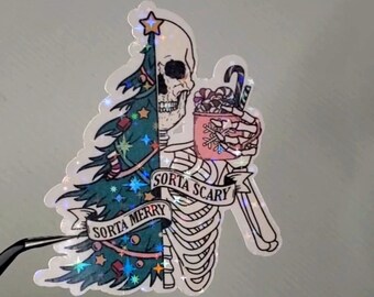 Christmas Stickers Funny sticker Christmas gifts Festive sticker Merry Christmas sticker Holographic sticker Sorta Merry sticker