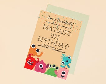 Birthday Digital Invitation Template Monster Theme