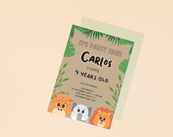 Safari theme Birthday Digital Invitation Template
