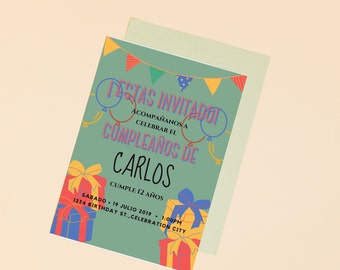 Celebration Birthday Invitation Spanish Template (Digital Download)