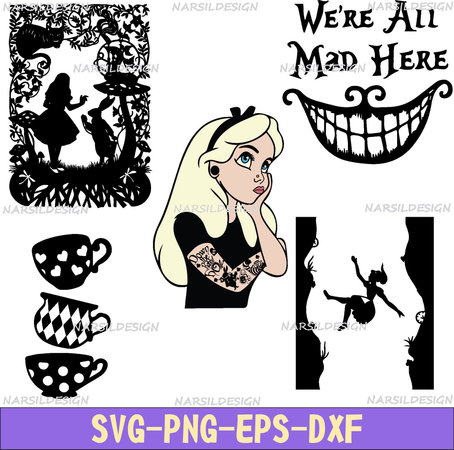 Alice in Wonderland SVG Bundle: Clipart Cut File - Etsy