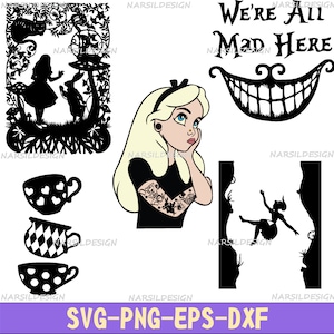 Alice in Wonderland SVG Bundle, Alice SVG, Princess svg, Alice in Wonderland Clipart, Alice in Wonderland cut file