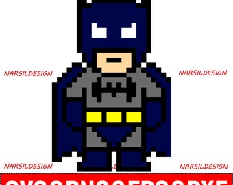 Pixel Art Super Hero (svg, png, eps, dxf) (Instant Download)